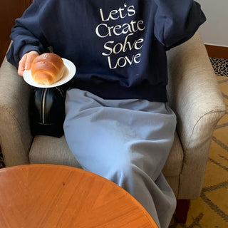 Spring Daily Loose Fit Lettering Sweatshirt