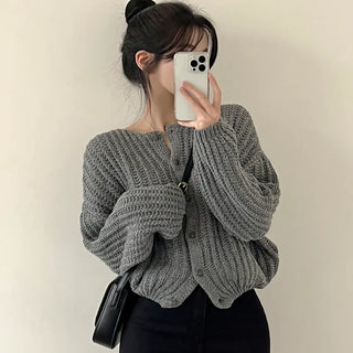 Lovely Mood, Cashmere Hacci Balloon Knit Cardigan