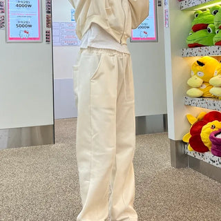 Wide drawstring jogger pants training tracksuit