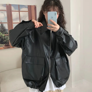 [UNISEX] Ask Pocket Leather Jacket