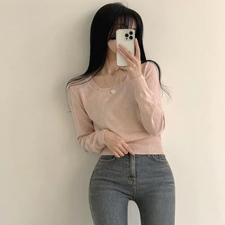 Soft Colors, Cashmere Square Neck Long Sleeve Knit