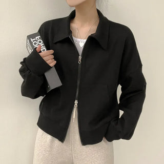 Swing-Around~ Cute Cotton Collar Two-way Zip-up