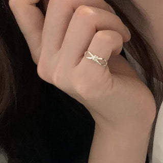 ribbon knot open ring finger ring
