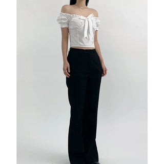 Puff short-sleeve blouse in