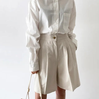 Basic banding half pants  Pintuck shorts Bermuda shorts