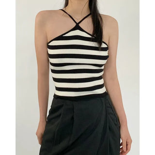 Halter Stripe Sleeveless Top in