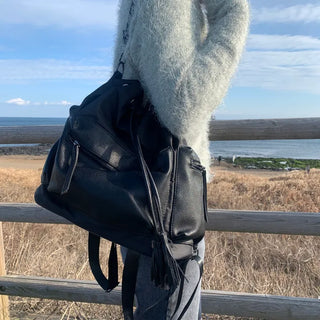 Drawstring two-way shoulder bag