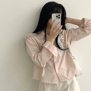 The Classic Shirt, Daily Collared Crop Long Sleeve Shirt
