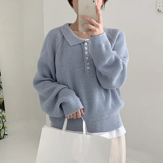 Rowing button collar knit