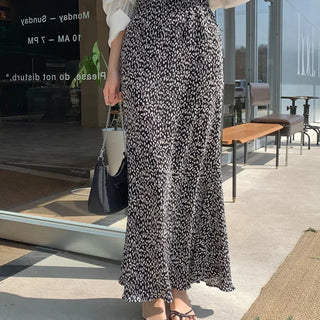 Sheave Leopard Mermaid Elastic Long Skirt