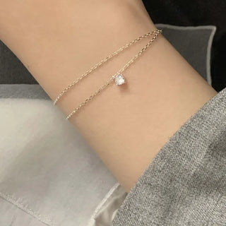 Point Cubic Double-Strand Layered Bracelet (Silver, Rose Gold)