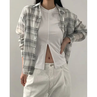 Linen Crop Check Shirt