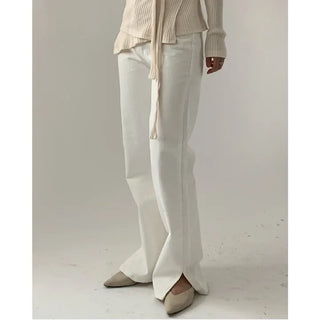White slit long pants