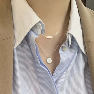 Coin Bar Double Layered Chain Necklace