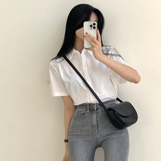 The Classic Shirt, Daily Collared Crop Short Sleeve Shirt
