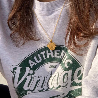 Big Coin Pendant Long Necklace (Silver, Gold)