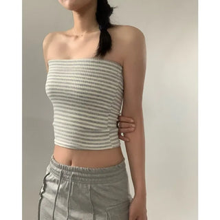 Striped ribbed top in