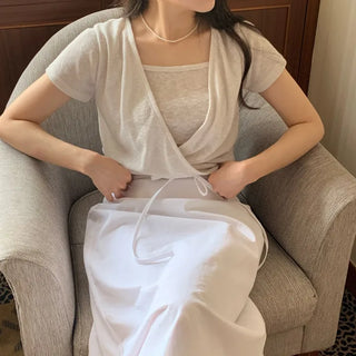 Linen Sleeveless + Wrap T-shirt Set