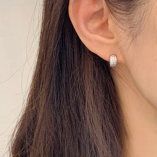 Clumsy Cubic Half Ring Earrings (White Gold, Rose Gold)