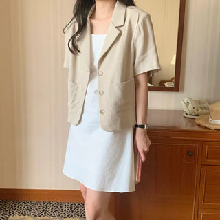Summer Loose Fit Linen Short Sleeve Jacket