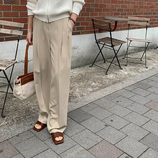 {Beige M Same-day Shipping} Rent Wide Pintuck Slacks