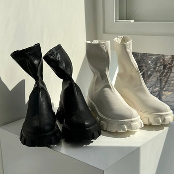 Become your favorite boots ever, Spandex Back Zipper Platform Ankle Shorts