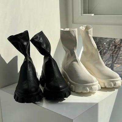 Become your favorite boots ever, Spandex Back Zipper Platform Ankle Shorts