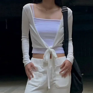 Slim Short Sleeve Knot Cardigan