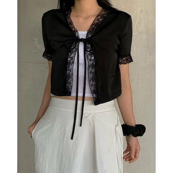 Silky Lace Ribbon Cardigan