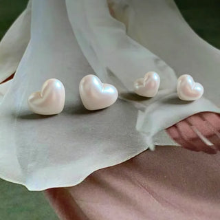 Acrylic Pearl Heart Pearl Earrings