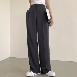 Flowy~ Perfect Fit! High-Waisted One-Pin Tuck Wide Long Slacks