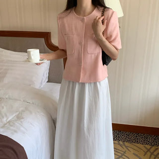 Summer short-sleeve tweed jacket