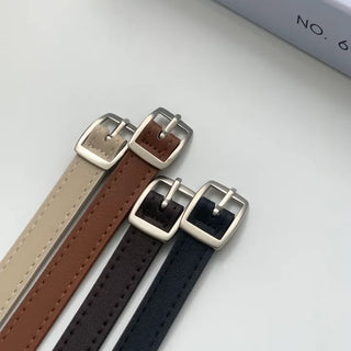 Weave Slim Square Silver Buckle Belt