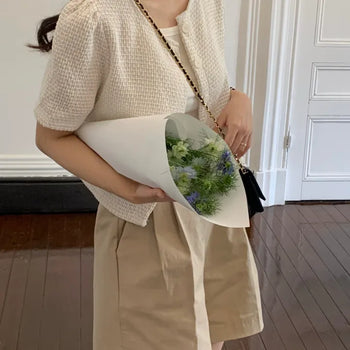 Summer Tweed Short Sleeve Blouse Jacket Cardigan
