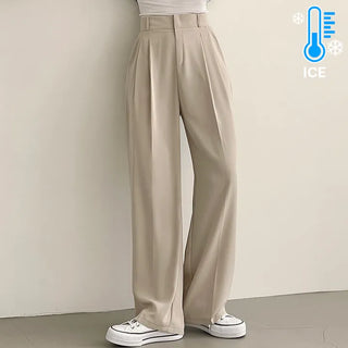 Flowy~ Perfect Fit! High-Waisted Two-Pintuck Wide Long Slacks