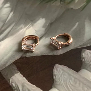 Rose Gold Mini Cubic One-Touch Hoop Earrings