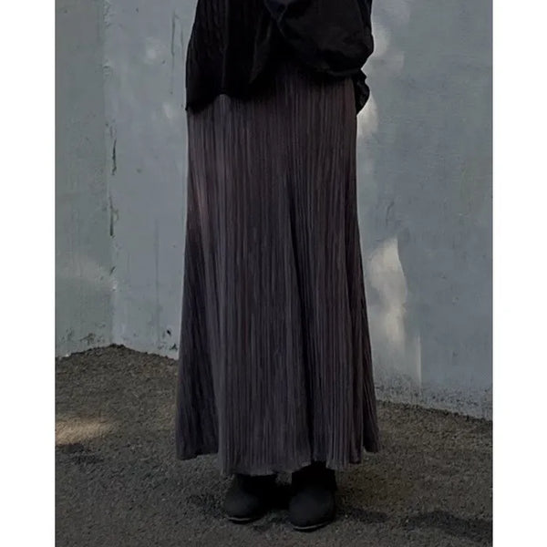 Pleated Flare Long Skirt