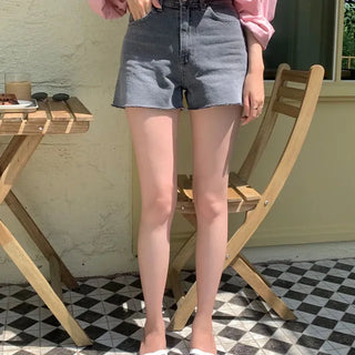 Hazel Catbrush Grey Cut Denim Shorts