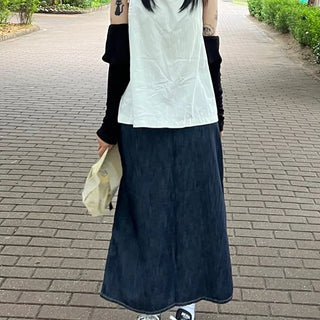 Raw Denim Long Skirt