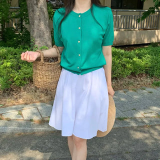 Heart Short Sleeve Knit Cardigan