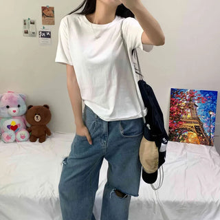 [200% Versatility] Basic Loose Fit Plain Inner Layering Basic Short Sleeve T-shirt (4 colors)