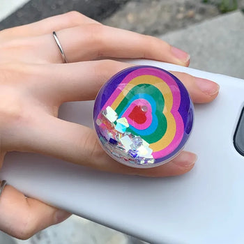 Sparkling Party Glitter Rainbow Heart Hemisphere Smart Grip