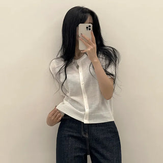 Color Masterpiece, Daily Round Short Sleeve Knit Cardigan