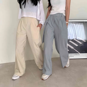 [Belt Set/Back Elastic Waist] Crisp Maxi Wide Slacks Pants for Midsummer (3 colors)