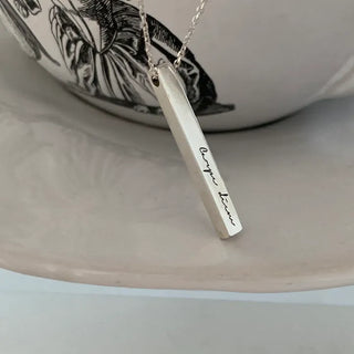 Square Stick Pendant Engraved Necklace