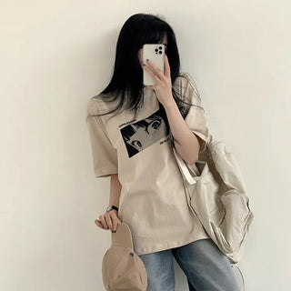 Cuteness Overload! Eyes Printed Short Sleeve T-shirt