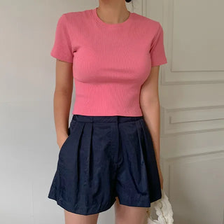 Pamo Crop Ribbed T-shirt