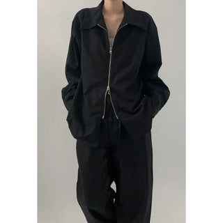Minimal Two-Way Zipper Shirt Jacket