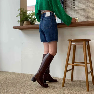 [Thigh Cover] Simple Basic Light Wash Denim Shorts (2 colors)