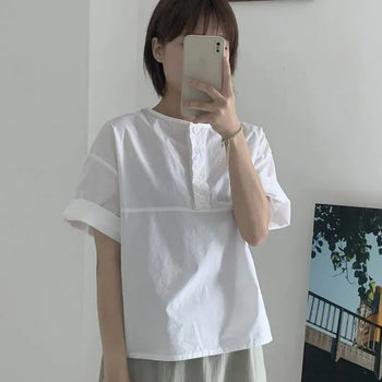 flat button blouse